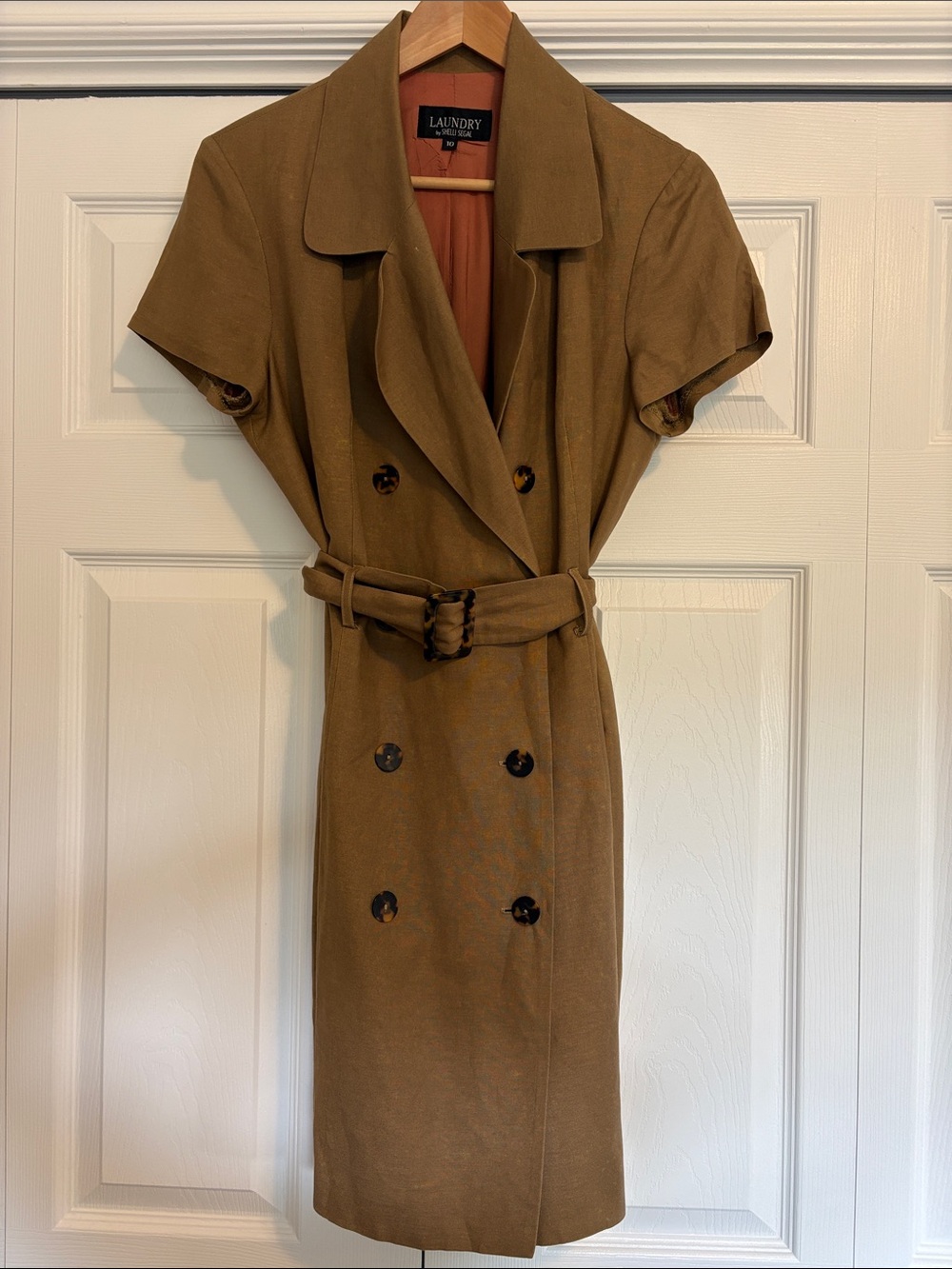 Vintage 90s Laundry by Shelli Segal Linen Blend Trench Dress
